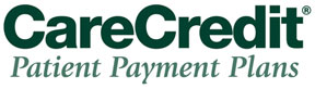 The image shows a logo with the text  CareCredit  prominently displayed at the top, followed by the subtitle  Patient Payment Plans.